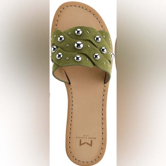 MARC Fisher Paxton stud slide green sandals. Size 8.5. New in Box - Picture 1 of 6